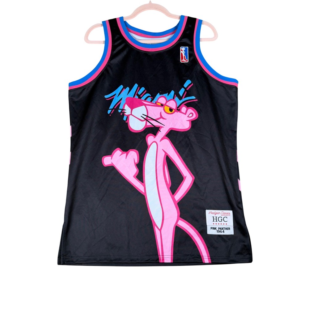 Headgear Classics Pink Panther Miami Basketball Jersey Black Pink Mens Large